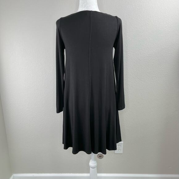 Karen Kane Relaxed Fit Black A-Line Mini Dress Long Sleeve Scoop Neck Petite XS - Picture 4 of 15